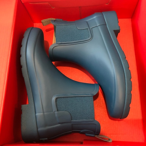 Hunter Chelsea Blue Rock Pool Low Ankle Rain Boots 5 - Picture 2 of 2